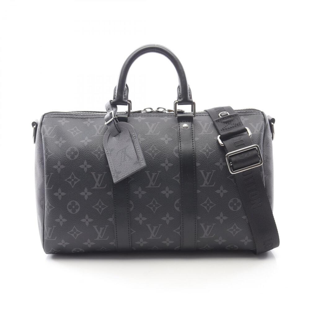 Louis Vuitton Keepall Bandouliere Handbag Canvas Leather Monogram Eclipse Black